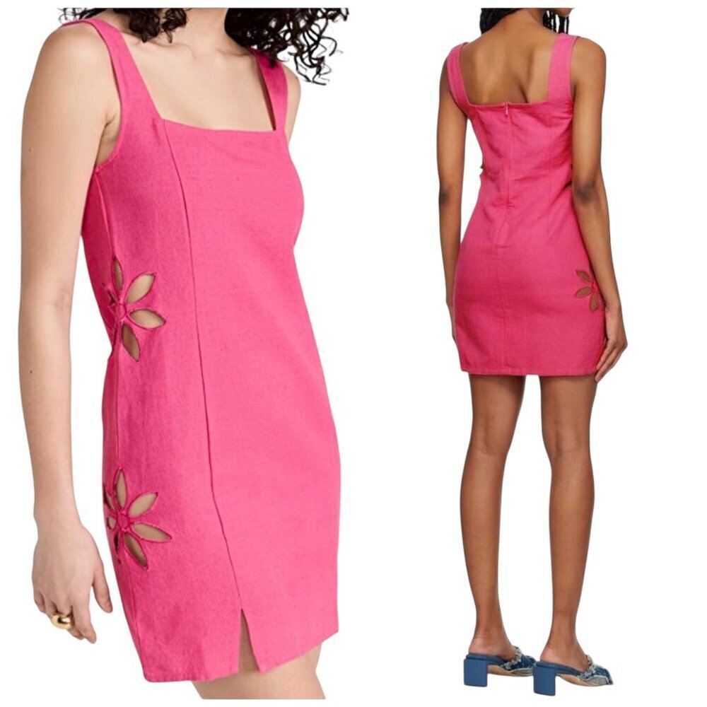 Tach Afrodita Pink Linen Cutout Mini Dress Size Small NWT